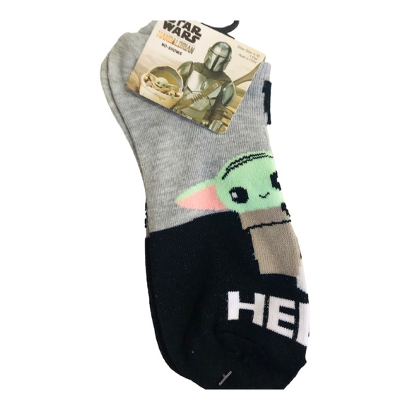 2pairs Disney’s Star Wars The Mandalorian baby yoda grey & black no show sockd - Picture 6 of 6